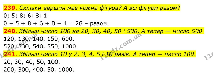 239. Скільки вершин має кожна фігура? А всі фігури разом? — ГДЗ Математика 3 клас Бевз 2 частина