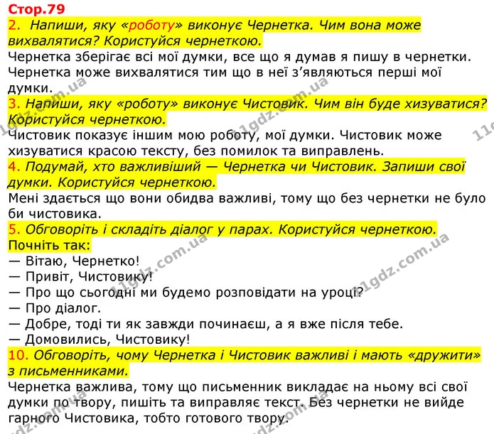 2. Напиши, яку «роботу» виконує Чернетка. Чим вона може вихвалятися? Користуйся чернеткою. — ГДЗ Українська мова та читання 3 клас Большакова 1-2 ч.