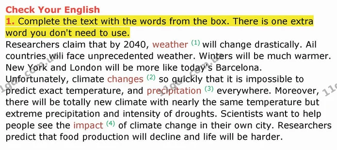 1. Complete the text with the words from the box. There is one extra word you don't need to use. — ГДЗ Робочий зошит англійська мова 10 клас Ходаковська