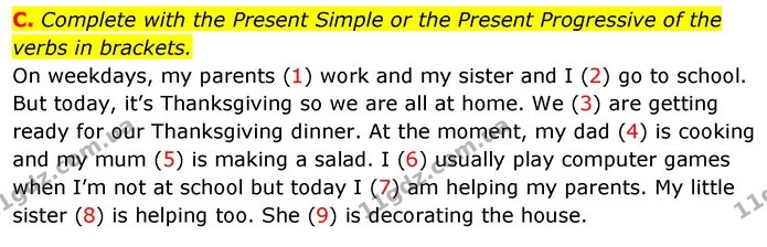 C. Complete with the Present Simple or the Present Progressive of the verbs in brackets. — ГДЗ зошит Англійська мова 5 клас Мітчелл