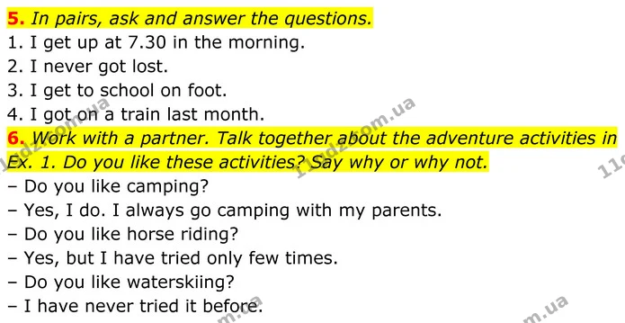 5. In pairs, ask and answer the questions. — ГДЗ Англійська мова 7 клас Коста