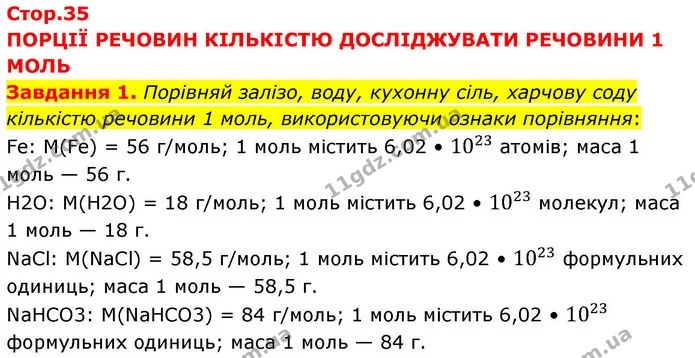 1. Обери правильні твердження щодо молярної маси і використай їх для складання її усного опису: — ГДЗ Хімія 8 клас Ярошенко