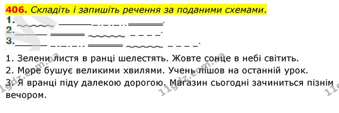 406. Складіть і запишіть речення за поданими схемами. — ГДЗ Українська мова 5 клас Глазова 2022