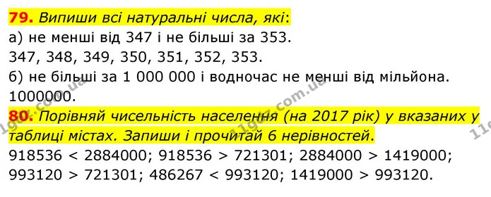 79. Випиши всі натуральні числа, які: — ГДЗ Математика 5 клас Бевз