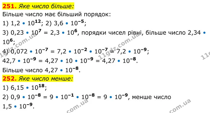251. Яке число більше: — ГДЗ Алгебра 8 клас Мерзляк