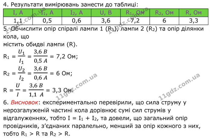 Лабораторна робота №8: Дослідження електричного кола з паралельним з’єднанням провідників, частина 2. ГДЗ Фізика 8 клас Бар'яхтар — ГДЗ Фізика 8 клас Бар'яхтар