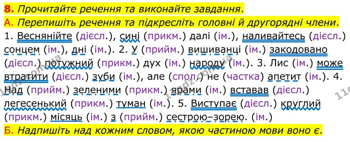 8. Прочитайте речення та виконайте завдання. — ГДЗ Українська мова 8 клас Авраменко
