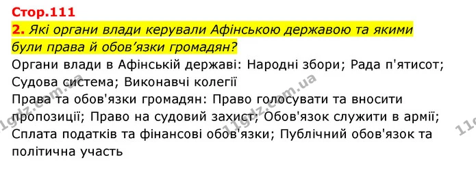 2. Які органи влади керували Афінською державою та якими — ГДЗ Історія України Всесвітня історія 6 клас Бандровський