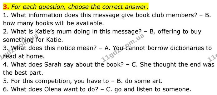 3. For each question, choose the correct answer. — ГДЗ робочий зошит Англійська мова 7 клас Prepare