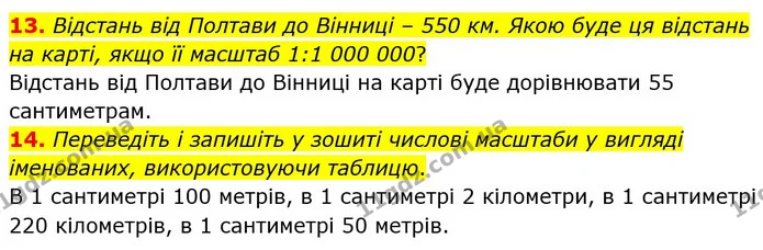 13. Відстань від Полтави до Вінниці – 550 км. Якою буде ця відстань на карті, якщо її масштаб 1:1 000 000? — ГДЗ Географія 6 клас Гільберг