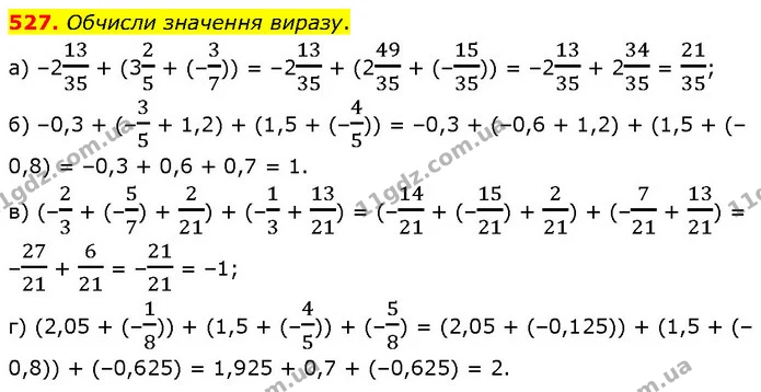 527. Обчисли значення виразу. — ГДЗ Математика 6 клас Бевз 1-2 ч.