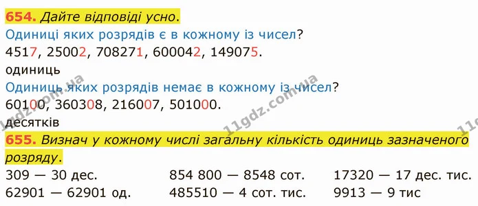 654. Дайте відповіді усно. — ГДЗ Математика 4 клас Оляницька