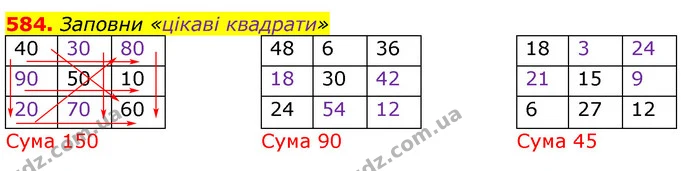 584. Заповни «цікаві квадрати» — ГДЗ Математика 3 клас Лишенко (1, 2 частина)