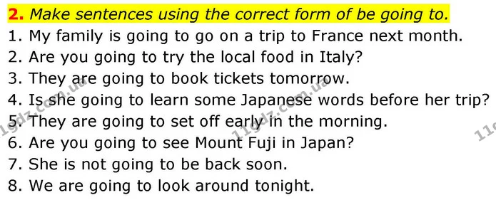 2. Make sentences using the correct form of be going to. — ГДЗ зошит Grammar Англійська мова 8 клас Prepare 2025