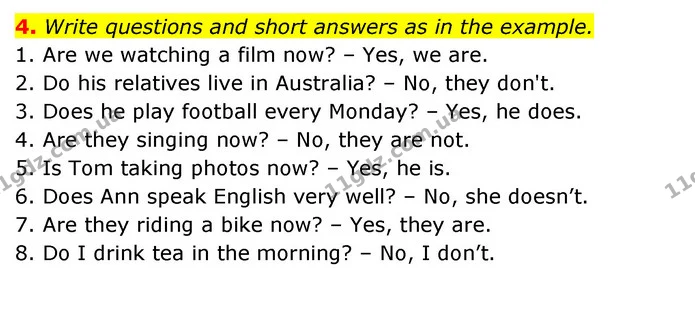 4. Write questions and short answers as in the example. — ГДЗ Робочий зошит Англійська мова 5 клас Косован (Дж. Коста)