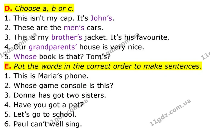 D. Choose a, b or c. — ГДЗ Збірник тестів Англійська мова 5 клас Мітчелл (Test Booklet)