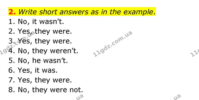 2. Write short answers as in the example. — ГДЗ Робочий зошит Англійська мова 5 клас Косован (Дж. Коста)