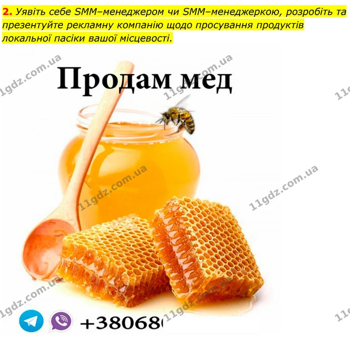 2. Уявіть себе SMM–менеджером чи SMM–менеджеркою, розробіть та презентуйте рекламну компанію щодо просування продуктів локальної пасіки — ГДЗ Біологія 7 клас Тагліна