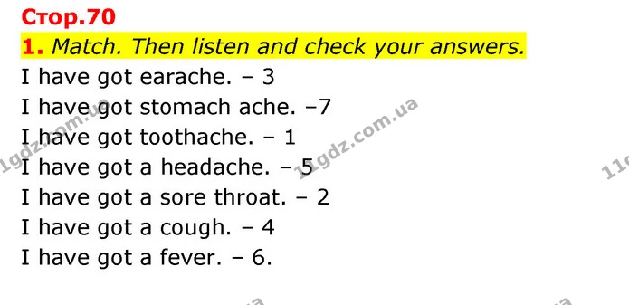 1. Match. Then listen and check your answers. — ГДЗ Англійська мова 6 клас Мітчелл
