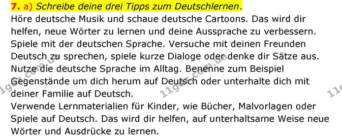 7. a) Schreibe deine drei Tipps zum Deutschlernen. — ГДЗ Німецька мова 6 клас Сотникова 2 рік (2023)