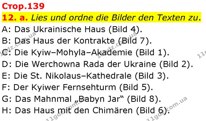 12. a. Lies und ordne die Bilder den Texten zu. — ГДЗ Німецька мова 7 клас Басай