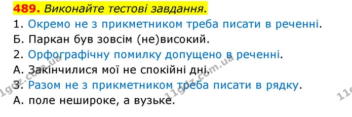 489. Виконайте тестові завдання. — ГДЗ Українська мова 6 клас Заболотний 2023
