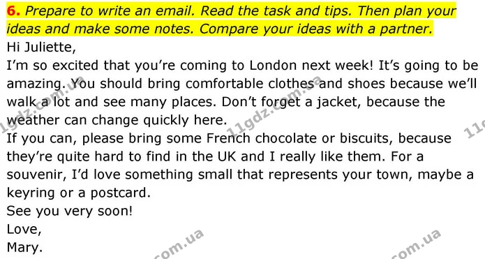 6. Prepare to write an email. Read the task and tips. Then plan your ideas and make some notes. Compare your ideas with a partner. — ГДЗ робочий зошит Англійська мова 8 клас Гарет Джонс 2025