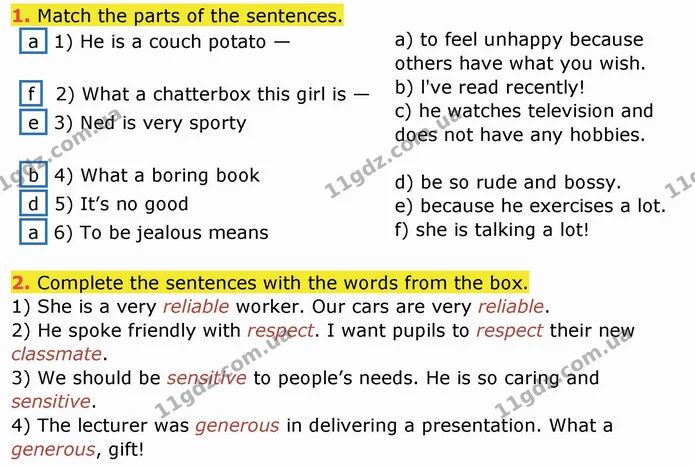1. Match the parts of the sentences. — ГДЗ Робочий зошит англійська мова 10 клас Ходаковська