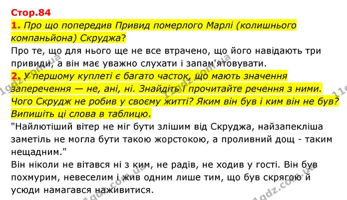 1. Про що попередив Привид померлого Марлі (колишнього компаньйона) Скруджа? — ГДЗ Зарубіжна література 6 клас Ніколенко