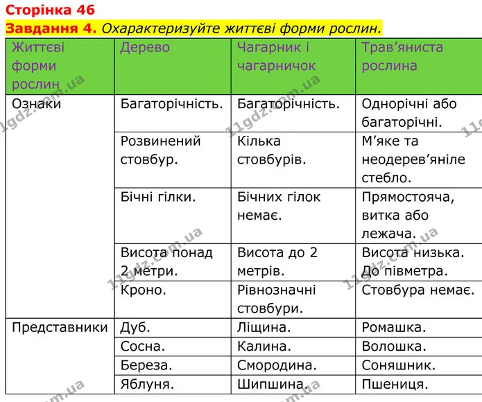 4. Охарактеризуйте життєві форми рослин. — ГДЗ Робочий зошит Біологія 7 клас Мирна 2024