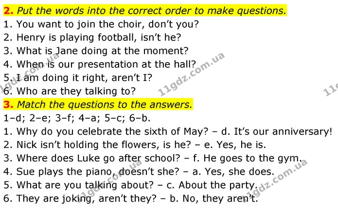 2. Put the words into the correct order to make questions. — ГДЗ Англійська мова 7 клас Карпюк