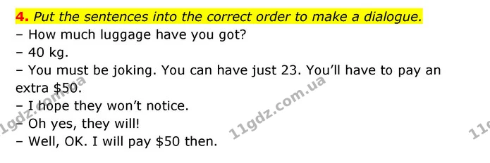 4. Put the sentences into the correct order to make a dialogue. — ГДЗ Англійська мова 6 клас Карпюк 2023