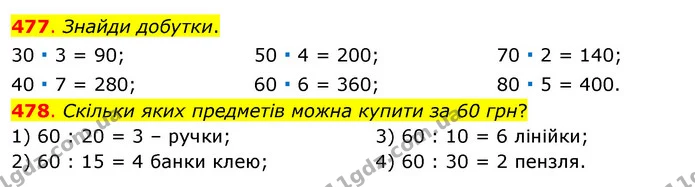 477. Знайди добутки. — ГДЗ Математика 3 клас Бевз 1 частина