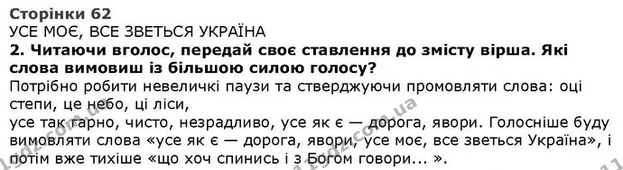 Стор. 62 — 2 — ГДЗ Літературне читання 4 клас Савченко — ГДЗ Літературне читання 4 клас Савченко