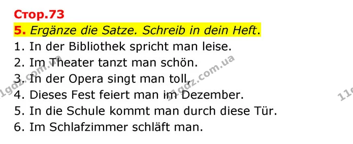 5. Ergänze die Satze. Schreib in dein Heft. — ГДЗ Німецька мова 8 клас Сидоренко