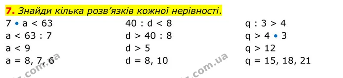 7. Знайди кілька розв’язків кожної нерівності. — ГДЗ Математика 4 клас Скворцова