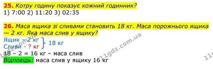 25. Котру годину показує кожний годинник? — ГДЗ Математика 3 клас Листопад 1-2 ч.