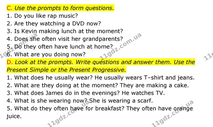 C. Use the prompts to form questions. — ГДЗ Зошит граматика Англійська мова Мітчелл