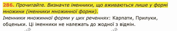 286. Прочитайте. Визначте іменники, що вживаються лише у формі множини (іменники множинної форми). — ГДЗ Українська мова 6 клас Глазова