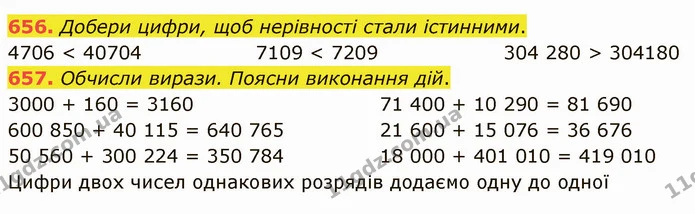 656. Добери цифри, щоб нерівності стали істинними. — ГДЗ Математика 4 клас Оляницька