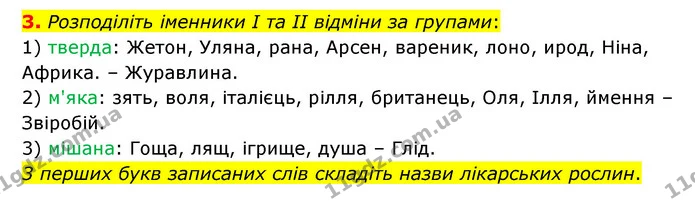 3. Розподіліть іменники І та II відміни за групами: — ГДЗ Українська мова 6 клас Авраменко