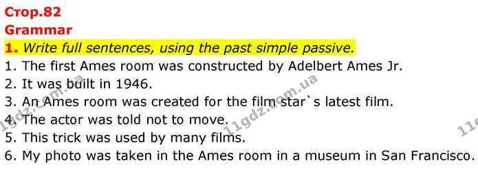 1. Write full sentences, using the past simple passive. — ГДЗ робочий зошит Англійська мова 8 клас Гарет Джонс 2025
