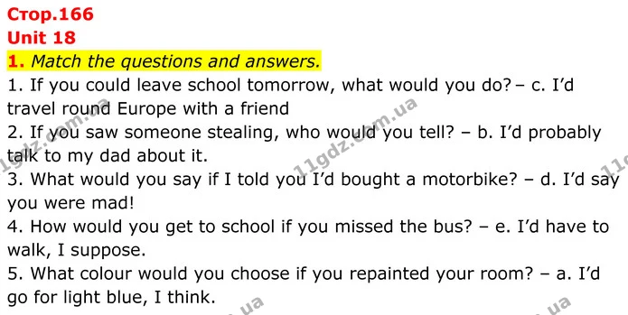 1. Match the questions and answers. — ГДЗ Англійська мова 8 клас Стайрінг (Prepare)