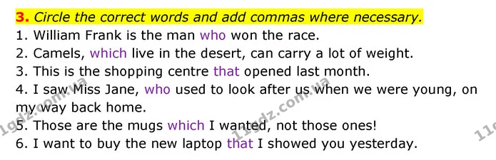 3. Circle the correct words and add commas where necessary. — ГДЗ Англійська мова 6 клас Мітчелл