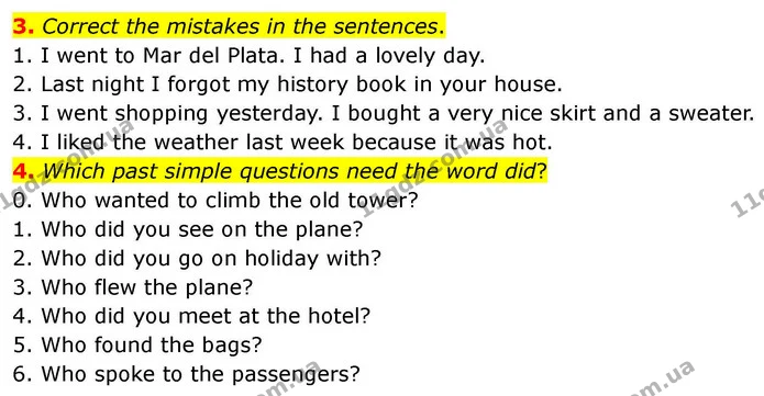 3. Correct the mistakes in the sentences. — ГДЗ робочий зошит Англійська мова 7 клас Prepare