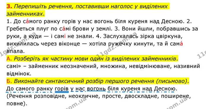 3. Перепишіть речення, поставивши наголос у виділених займенниках. — ГДЗ Українська мова 6 клас Авраменко