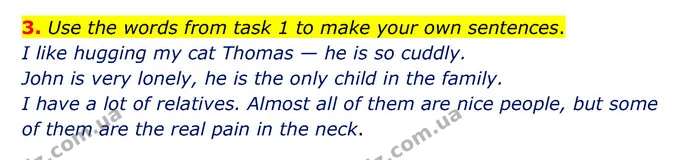 3. Use the words from task 1 to make your own sentences. — ГДЗ Робочий зошит Англійська мова 5 клас Карпюк