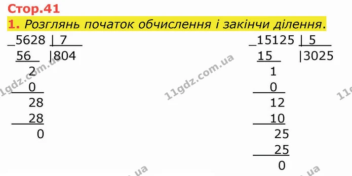 1. Розглянь початок обчислення і закінчи ділення. — ГДЗ Робочий зошит Математика 4 клас Листопад