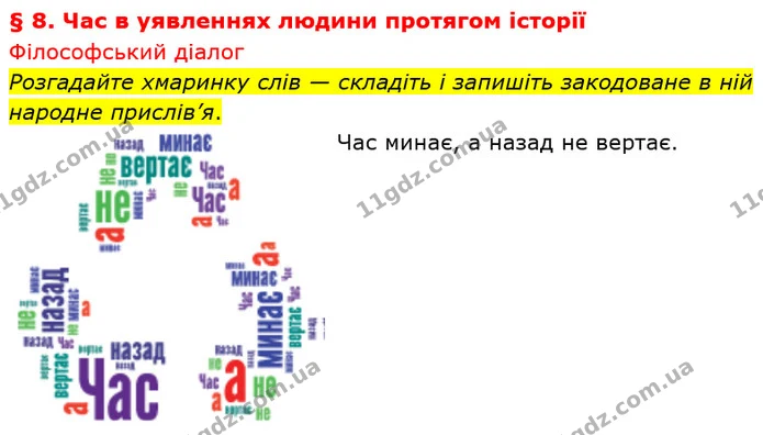 Розгадайте хмаринку слів — складіть і запишіть закодоване в ній народне прислів’я. — частина 1 — ГДЗ Вступ до історії України 5 клас Щупак