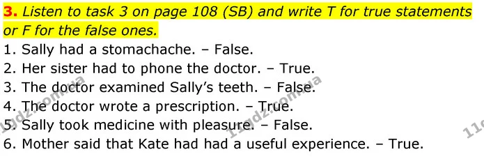 3. Listen to task 3 on page 108 (SB) and write T for true statements — ГДЗ Робочий зошит Англійська мова 7 клас Карпюк